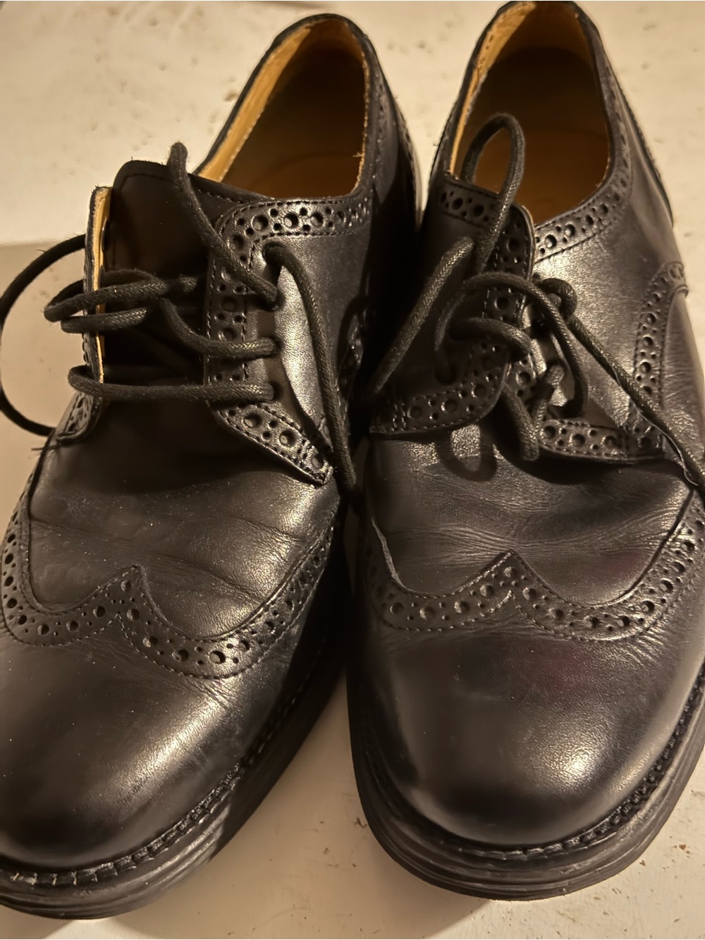 Cole Haan Black Leather Wingtip Oxfords